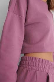 Organic Cropped Sweatshirt Purple Na Kdlounge Com