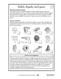 Which Of These Materials Are Solids Liquids Gases In This Science Worksheet Your Child Learns About D Science Worksheets 1st Grade Science Learning Science