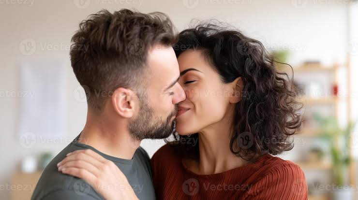 Emotional connection deepens after a kiss, AI generated