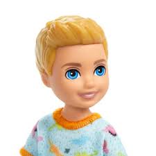 Barbie Chelsea Doll, Small Boy Doll Wearing Removable One-Piece with Dino  Print, Blond Hair & Blue Eyes