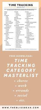 Time Tracking Free Printable Downloadable Pdf Resource List Worksheet Work Life Balance Time Management Techniques Time Management Tips Pomodoro Technique
