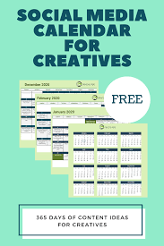 Free 365 Days Social Media Calendar For Creatives In 2020 Social Media Calendar Social Media Free Social Media