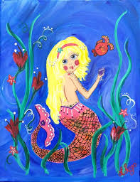 Mermaid Alone Time Giclee Print Ocean Under The Sea Sea Party Girl Wine Children Art Wall Decor Bedroom Deco Art Mermaid Decor Bedroom Mermaid Decor