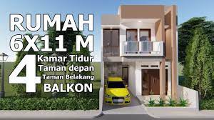 Contoh model rumah ukuran 6x11. Rumah 6x11 M 2 Lantai Dengan 4 Kamar Tidur Youtube