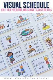 In my free printable, i included simple activities that happen in a morning and afternoon routine, such as brushing teeth and making the bed. Visual Schedule Routine Chore Chart For Young Children Kids Schedule Schedule Cards Preschool Schedule