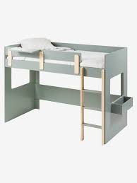 Lit Mezzanine Mi Hauteur Ligne Everest Kaki Vertbaudet Vous voulez acheter un lit mi hauteur pour votre enfant, mais vous ne voulez pas d'un lit mezzanine que vous jugez trop haut pour son âge ? lit mezzanine mi hauteur ligne everest kaki
