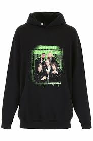 It Features Front Speed Hunters Boy Band Print And Back Fake Tour Dates Print Snap Button On The Hood Kanga Black Athletic Shoes Balenciaga Shopping Sale Balenciaga leather jacket boyband speedhunters tee. it features front speed hunters boy