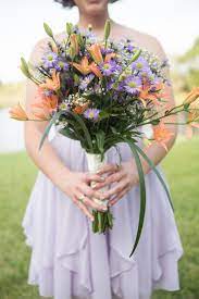 Purple Aster And Orange Lily Bridesmaid Bouquet Lily Bouquet Wedding Bridesmaid Bouquet Tiger Lily Bouquet