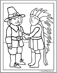 Find many free thanksgiving coloring pages for preschool children that you can print right away for hours of fun with your kids. Indian Pilgrim Coloring Sheet Buckles Hat Headdress