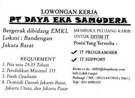 Info lowongan kerja di indonesia dan cpns indonesia. Lowongan Di Pt Daya Eka Samudera Jakarta Jobstreet Co Id