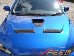 Mitsubishi lancer evo viii has what appears to be a radiator heat vent in the top of the hood: Rexpeed Carbon Fiber Twin Carbon Bonnet Vent Evo X Monster Sport Evo 8 9 Body Kits Hoods Evo 8 9 Exterior Exterior Lancershop Com