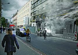 Znalezione obrazy dla zapytania Marcin Dziedzic fotografie współczesnej Warszawy ze zdjęciami z czasów Powstania Warszawskiego.