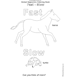 Animal Opposites Coloring Book Fast Slow Enchantedlearning Com