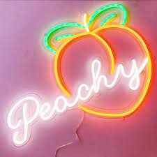 Have A Peachy Monday Getting To Design Signs Like This Makes Our Heart Sing Peachy Peaches Neon Sign Bedroom Neon Signs Neon Wall Signs