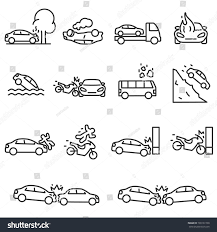 Road Accident Icon Set Accidents Involving A Passenger Car Motorcycle And Bus Linear Design Line With Editable Stroke Sponsored Library Icon Icon Set Icon