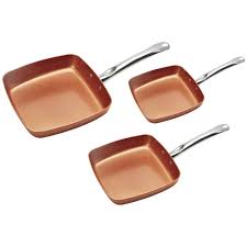 Nov 04, 2016 · to do so, simply mix 1 cup water, 2 tablespoons baking soda, and ½ cup white vinegar in the pot or pan that's lost its stick, set on the stove, and heat until boiling for 10 minutes. Fingerhut Copper Chef 3 Pc Nonstick Square Fry Pans Set
