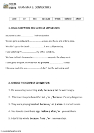 Connectors Online Worksheet And Pdf Word Work Worksheets Connectors Writing Exercises