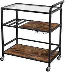Meuble étagère style industriel : Desserte Vintage Style Industriel 3 Etageres 5 Range Bouteilles Support Verres A Vin Metal Noir Imitation Bois Cuisine Et Maison Salle A Manger Lawawarenesssociety In