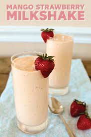 Mango Strawberry Milkshake Recipe Strawberry Milkshake Fruit Milkshake Ice Cream Smoothie Recipes