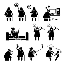 Online Internet High Tech Granny Grandmother Senior Citizen Etsy Pictogram Stick Figures Clip Art