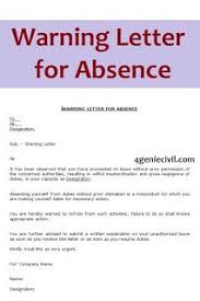 Absenteeism warning letter for absent without approval. Warning Letter For Absence Lettering Rental Agreement Templates Contract Template