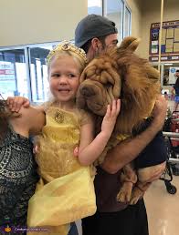 Beauty And The Beast Girl And Dog Costume No Sew Diy Costumes