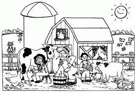 Spotting a cow from his tractor, he is collecting farm produce like corn, carrots, and apples: Farming Coloring Page Coloring Home