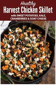 An Easy Healthy Chicken Dinner With Sweet Potatoes Kale Cranberries And Goat Cheese Ready Sweet Potato Dinner Chicken Sweet Potato Healthy Chicken Dinner