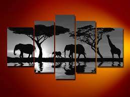 Framed 5 Piece Elephant Wall Art African Art Liquidation Free Shipping Elephant Wall Art Multi Canvas Painting Canvas Art