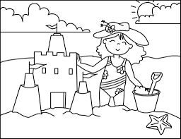 Sand castle coloring page photo. Little Girl Building Sand Castle In A Beach Coloring Page Letscolorit Com Cool Coloring Pages Summer Coloring Pages Beach Coloring Pages