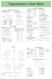Trigonometry Cheat Sheet Poster 24x36 User Friendly Educational Trigonometry Studying Math Math Methods