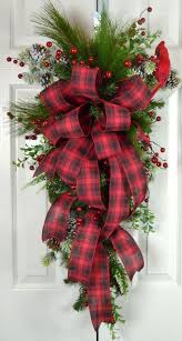 Old Fashioned Christmas Teardrop Swag Red Plaid Traditional Christmas Wreath Coronas Navidenas Decoracion Navidad Manualidades Arreglo Navideno Para Puerta
