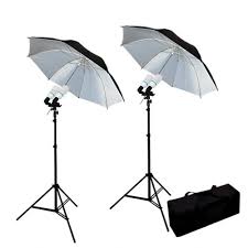 Photo Studio Reflective Umbrella Continuous Lighting Kits W Double Head Ac Socket 1200w Output Fluorescent Ki Continuous Lighting Patio Umbrella Home Decor