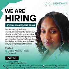 We seek individuals with experience in 𝐅𝐚𝐦𝐢𝐥𝐲 𝐋𝐚𝐰 𝐟𝐨𝐫  𝐀𝐭𝐭𝐨𝐫𝐧𝐞𝐲 𝐚𝐧𝐝 𝐏𝐚𝐫𝐚𝐥𝐞𝐠𝐚𝐥 Positions in Texas. Your  expertise in this area will be a valuable addition to our team as we work to