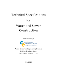 technical specifications for water and sewer construction