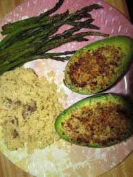 Add ¾ cup parmesan, the butter and the white wine to the couscous. Meatless Monday Parmesan Broiled Avocado With Savory Couscous And Roasted Lemon Asparagus For The Love Of Food