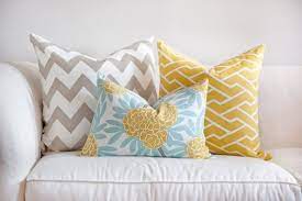 Pillow cases for sofa pillows blue white. Chevron Blue Yellow Geometric Cushion On White Sofa Bedroom Turquoise Home Decor Home