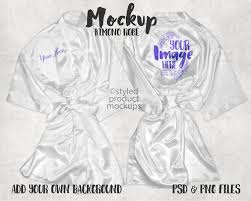 Satin Kimono Robe Mockup Add Your Own Image And Background Etsy In 2020 Satin Kimono Robe Kimono Robe Kimono