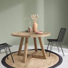 Les fans de baroque seront sûrement. Table Ronde En Bois De Teck Recycle 4 Personnes Cargo