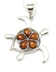 Genuine Inlay Hawaiian Koa Wood Plumeria Honu Turtle Pendant Silver 925 Large Turtle Pendant Sea Turtle Jewelry Turtle Jewelry