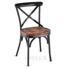 Antique Look Black Metal Cross Back Commercial Chair With Premium Solid Ashwood Seat Black Metal Chairs Black Metal Dining Table Metal Chairs