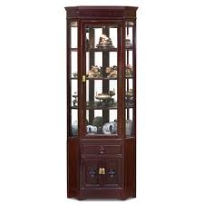 This curio features size shelves and lighted interior. Dark Cherry Rosewood Corner Display Cabinet