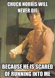 Chuck norris will never die because he is scared of running into me - Bruce  Lee - quickmeme