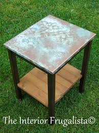 Faux Oxidized Copper Topped Table After Copper Top Table Painted Table Tops Diy Table Top
