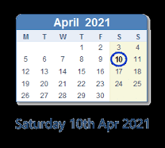 This will give you in brief the likely events during the month. 10 April 2021 Calendar With Holidays And Count Down Gbr