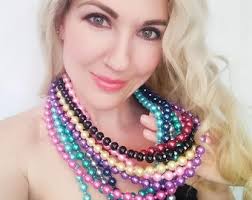 Handmade Colorful Necklace, Statement Beaded Necklace, Large Bead Necklace,  Multistring Necklace, Statement Necklace Chunky, Bold Necklace