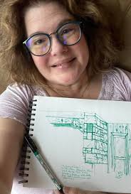 Limestone fireplace and knotty pine walls drawing