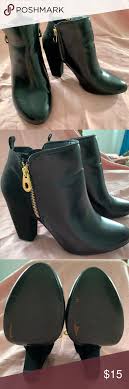 Dress Barn Black Gold Zipper Ankle Boots Boots Dress Barn Shoes Ankle Boots Dress