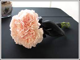 Pale Peach Black Lots Of Limes A Real Wedding Peach Wedding Flowers Carnation Bouquet Pink Wedding Flowers