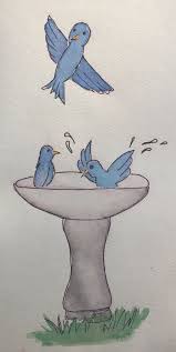 Bird In Bird Bath Drawing Bird Bath Sketch Sketches Drawings Wallpaper Pictures